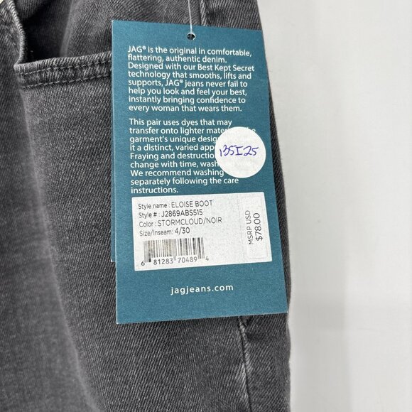Jag Women's Eloise Bootcut Slim Fit Mid Rise Jeans Stormcloud Size 4/30 NWT - Picture 5 of 5